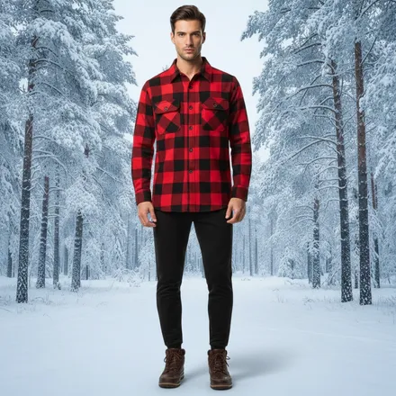 Plaid flannel shirt look